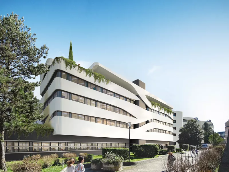 L’Hôtel du Département de l’Isère tel qu’il sera fin 2022 après les travaux d’isolation thermique.